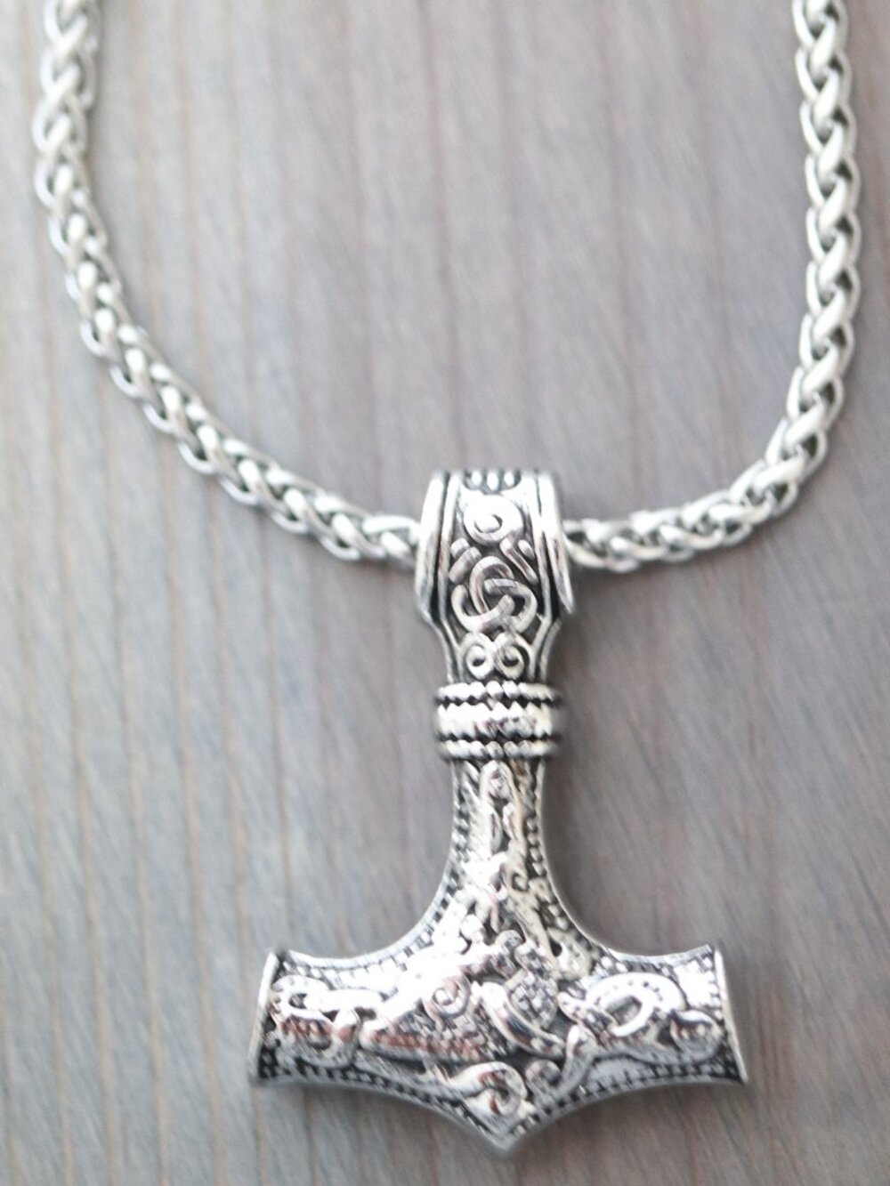 Thor Hammer Viking Style Pendant Necklace Silver Stainless Steel